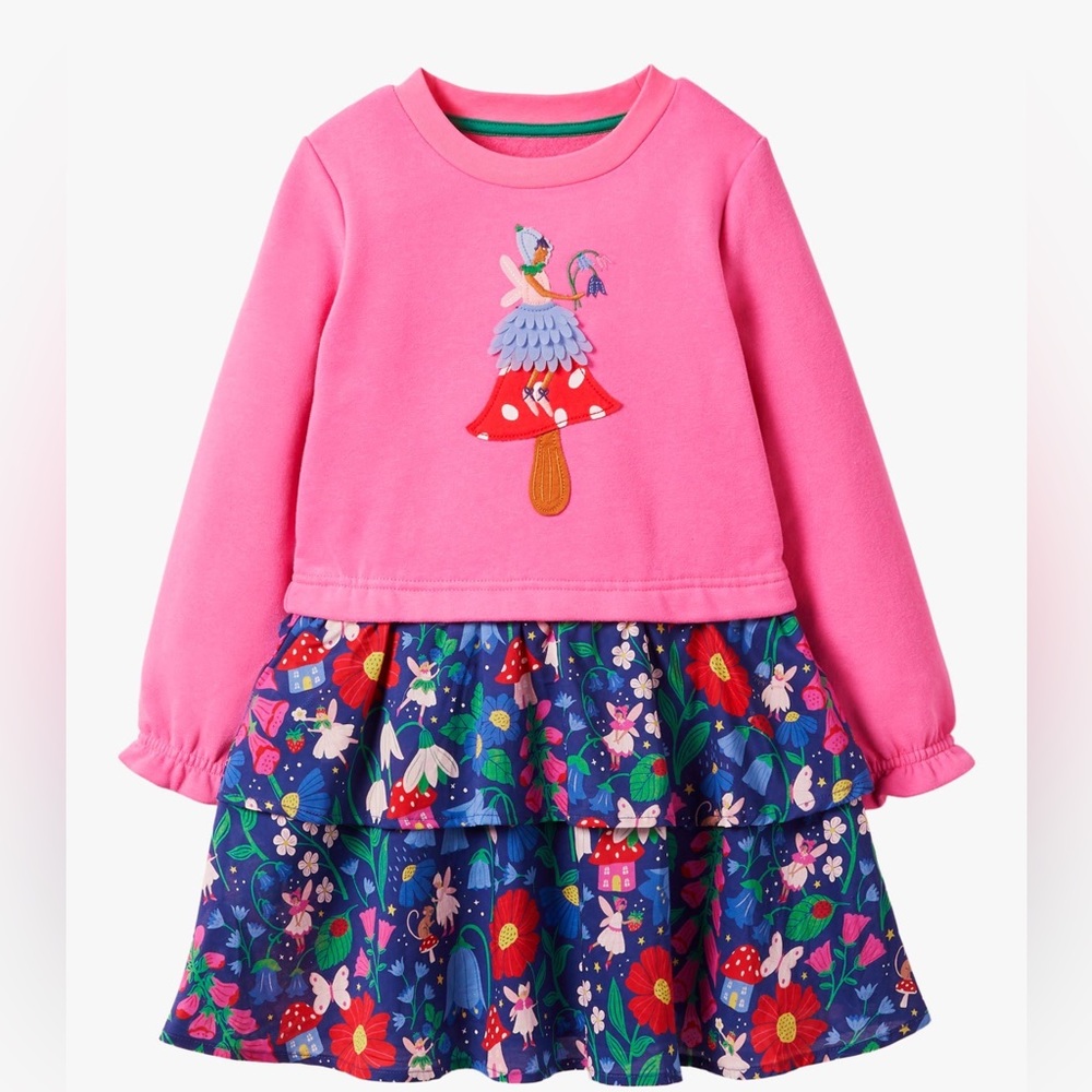 Mini Boden Kids' Forest Fairies Applique Dress（like new condition)